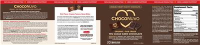 ChocoNuvo 74% Cacao Dark Chocolate label
