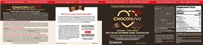 ChocoNuvo Cafe 91% Cacao Extreme Dark Chocolate label