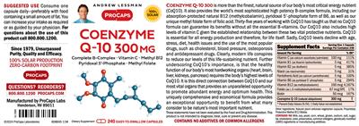 Coenzyme Q-10 300 mg label