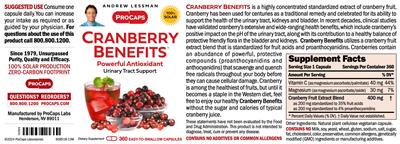 Cranberry Benefits label