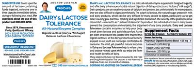Dairy & Lactose Tolerance label
