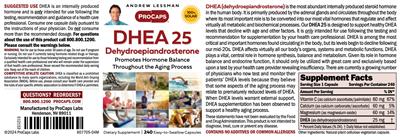 DHEA 25 label