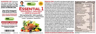 Essential 1 with 2000 IU Vitamin D3 label
