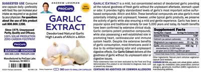 Garlic Extract label