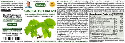 Ginkgo Biloba 120 label