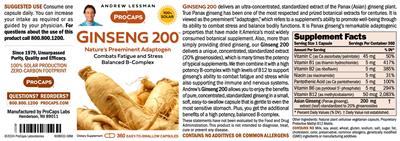 Ginseng 200 label