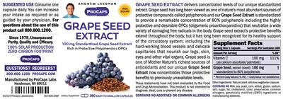 Grape Seed Extract label