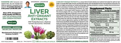 Liver Anti-Oxidant Extracts label