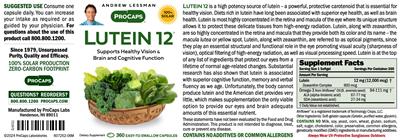 Lutein 12 label
