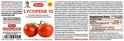 Lycopene 10 mg label