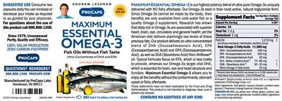 Maximum Essential Omega-3 Natural Orange label