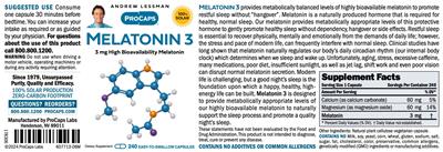 Melatonin 3 mg label
