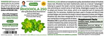 Rhodiola 250 label