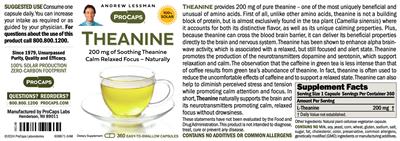 Theanine 200 mg label