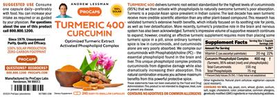 Turmeric 400 Curcumin label