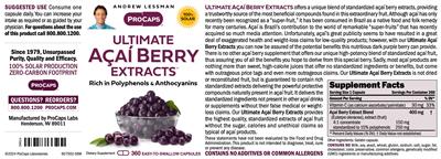 Ultimate Acai Berry Extracts label