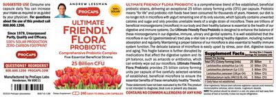 Ultimate Friendly Flora Probiotic 25 Billion CFU label