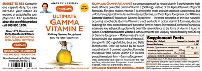 Ultimate Gamma Vitamin E label