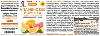 Vitamin C 500 Complex label
