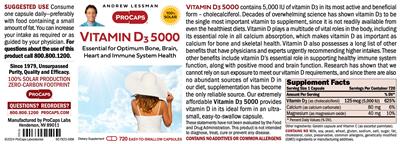 Vitamin D3 5000 label