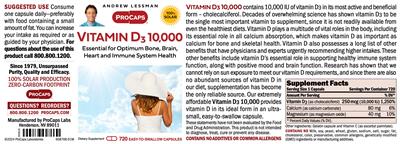 Vitamin D3 10,000 label