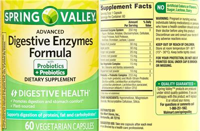 Advanced Digestive Enzymes Formula label