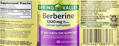 Berberine 1200 mg label