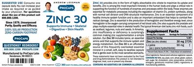 Zinc 30 label