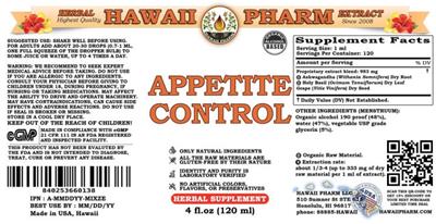 Appetite Control label