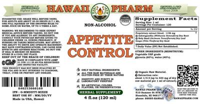 Appetite Control Non-Alcohol label