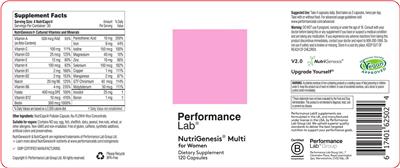 NutriGenesis Multi for Women label