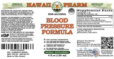 Blood Pressure Formula Non-Alcohol label