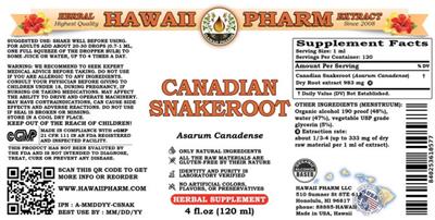 Canadian Snakeroot label