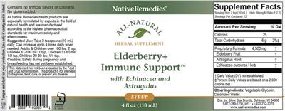 Elderberry+ Immune Support label