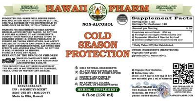 Cold Season Protection Non-Alcohol label