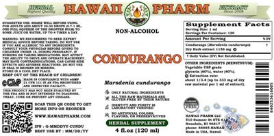 Condurango Non-Alcohol label