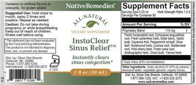InstaClear Sinus Relief label