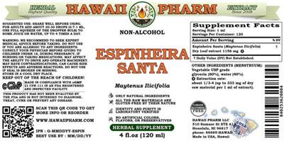 Espinheira Santa Non-Alcohol label