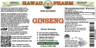 Ginseng Non-Alcohol label