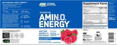 Essential AMIN.O. Energy Blue Raspberry label