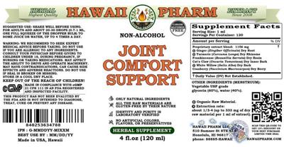 Joint Comfort Support Non-Alcohol label