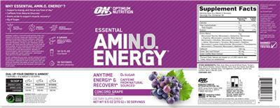 Essential AMIN.O. Energy Concord Grape label