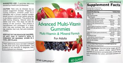 Advanced Multi-Vitamin Gummies For Adults label