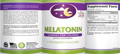Melatonin Gummies for Children Strawberry Flavored label