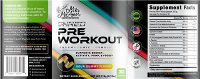 Shred Sour Gummy Flavor label