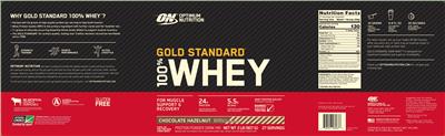 Gold Standard 100% Whey Chocolate Hazelnut label