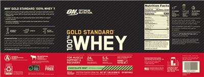 Gold Standard 100% Whey Chocolate Mint label