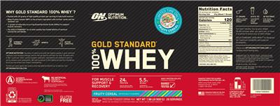 Gold Standard 100% Whey Fruity Cereal label