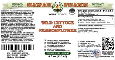 Wild Lettuce and Passionflower Non-Alcohol label