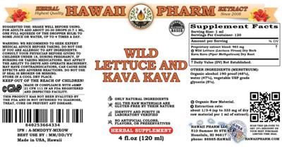 Wild Lettuce and Kava Kava label